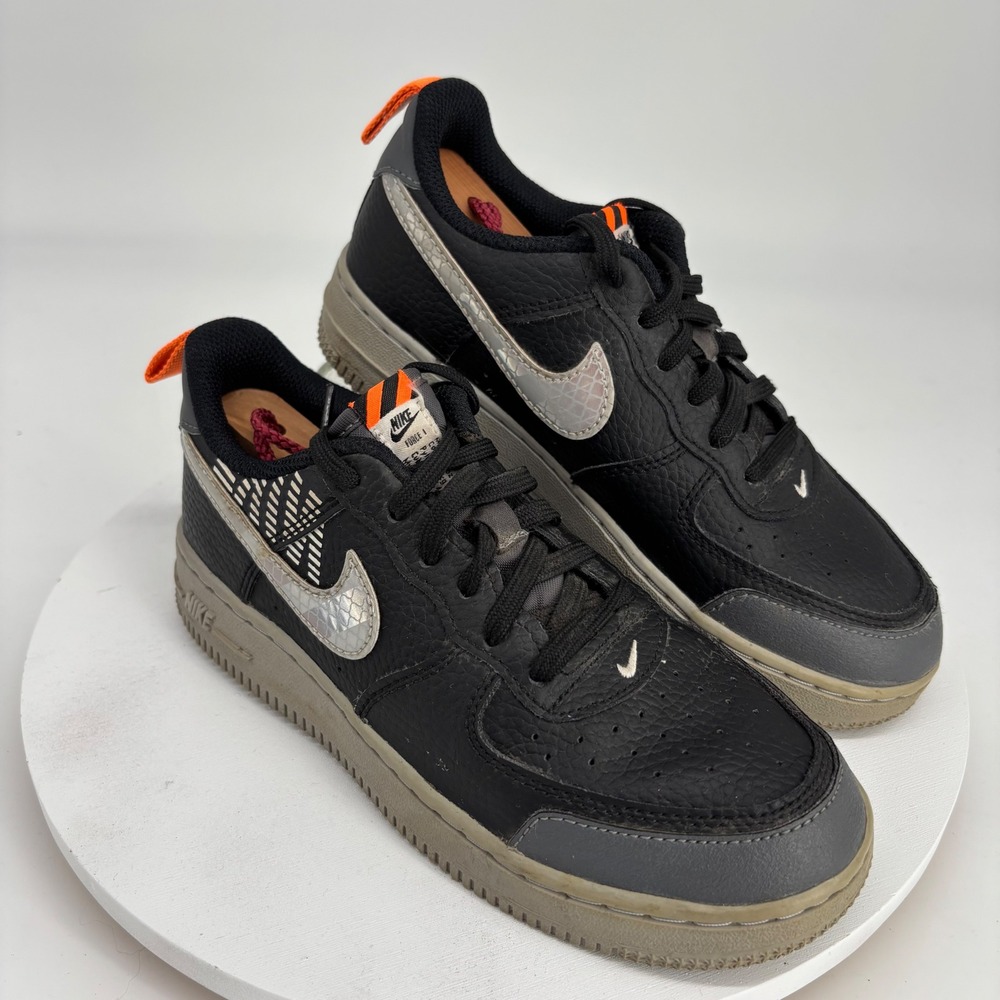 Nike Air Force 1 LV8 2 Kids Size 2Y Black Orange Sneakers Streetwear Gorpcore - Picture 1 of 9